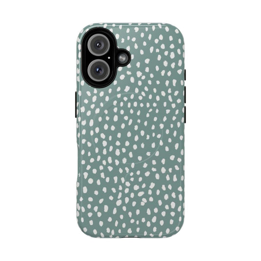 Pastel green and white dalmatian print phone case