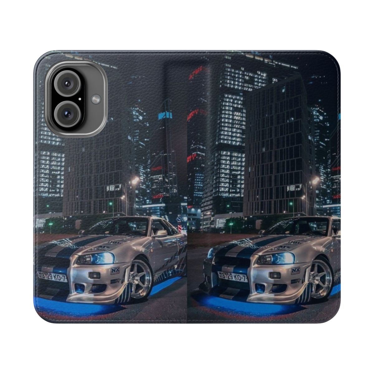 Vibrant car illustration phone case with Nissan Skyline design