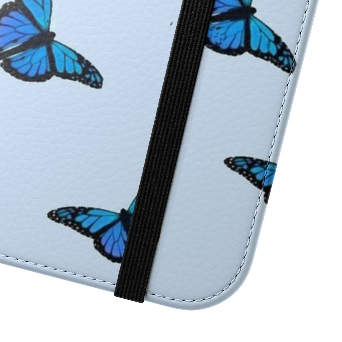 Blue butterfly pattern phone case cover with a pretty floral design - Close Up