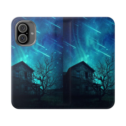 Haunted house ghost phone case with dark night sky and stars