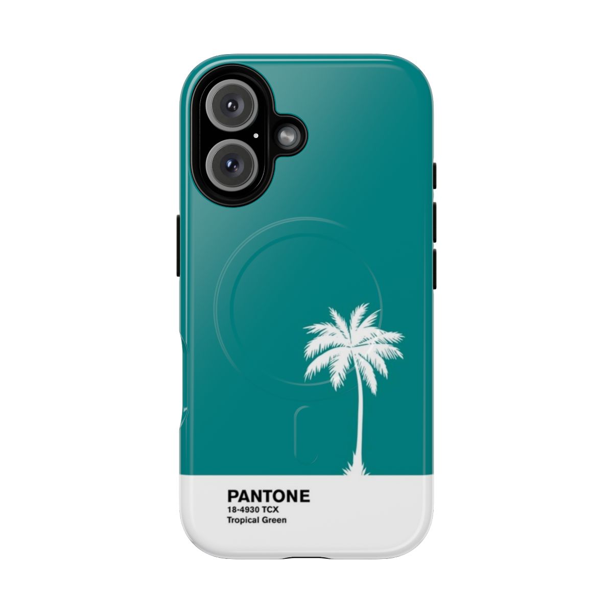 Vibrant green phone case with tropical design