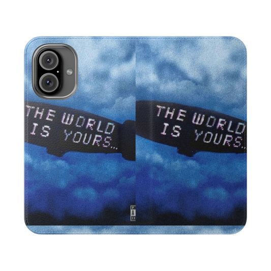 Flip cover phone case with abstract, galaxy-inspired design