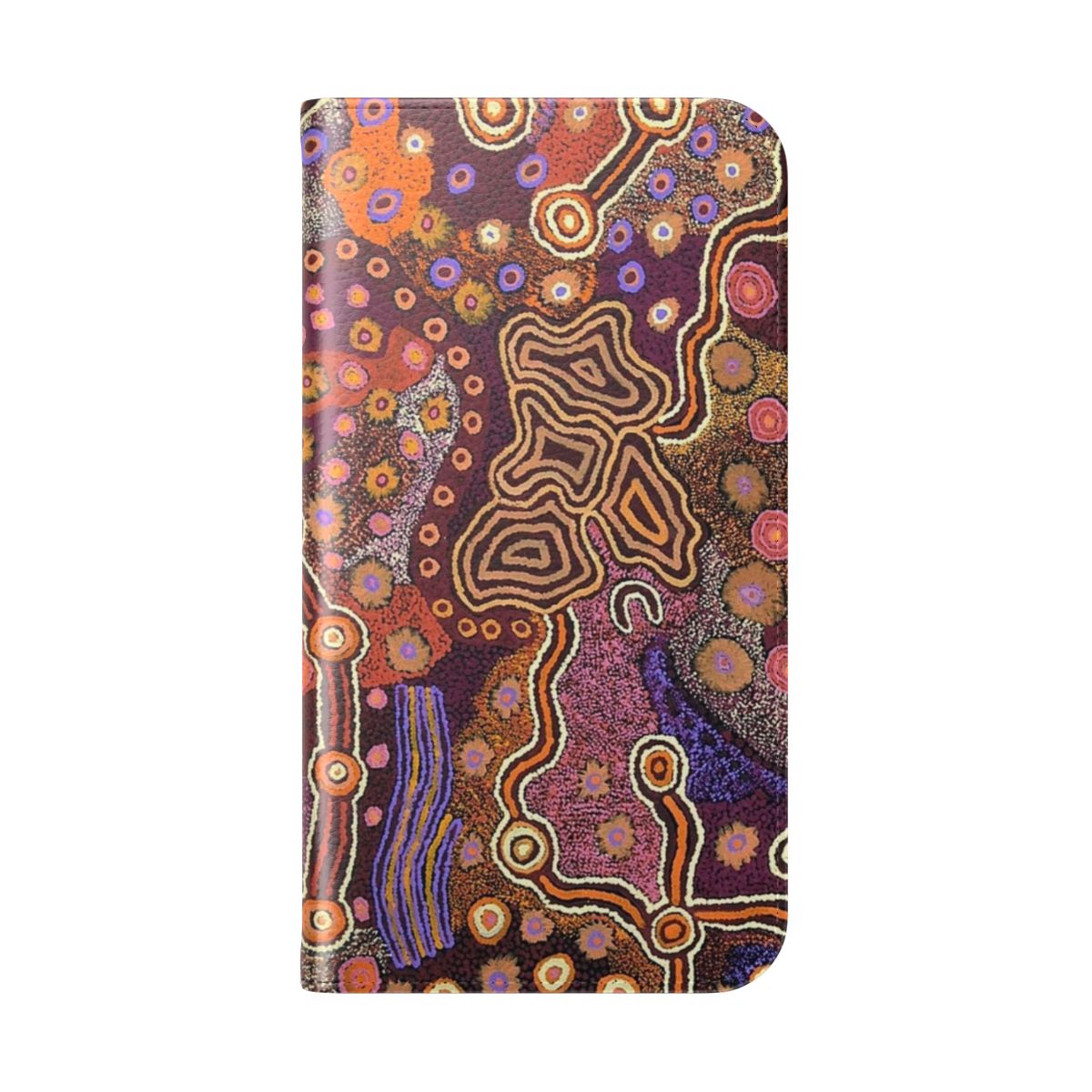 Vibrant Australian aboriginal-inspired dot painting phone case - Folded Back