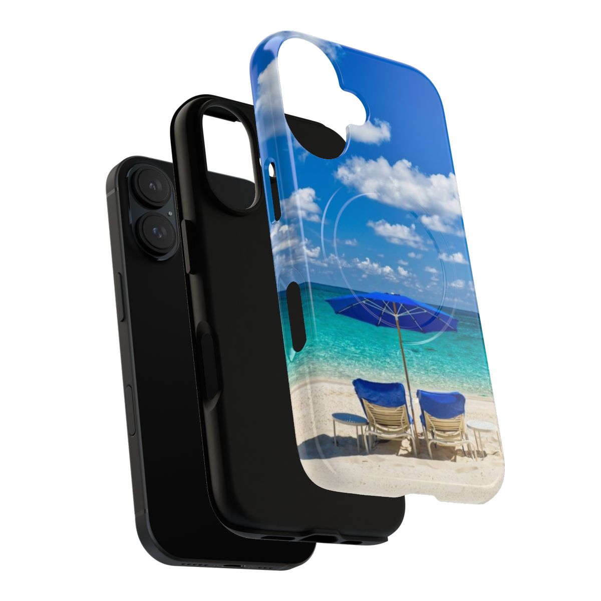 Tropical beach phone case with turquoise ocean and sandy shores - Layers