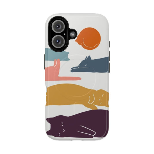 Image of an artistic cat landscape design on a magnetic phone case.