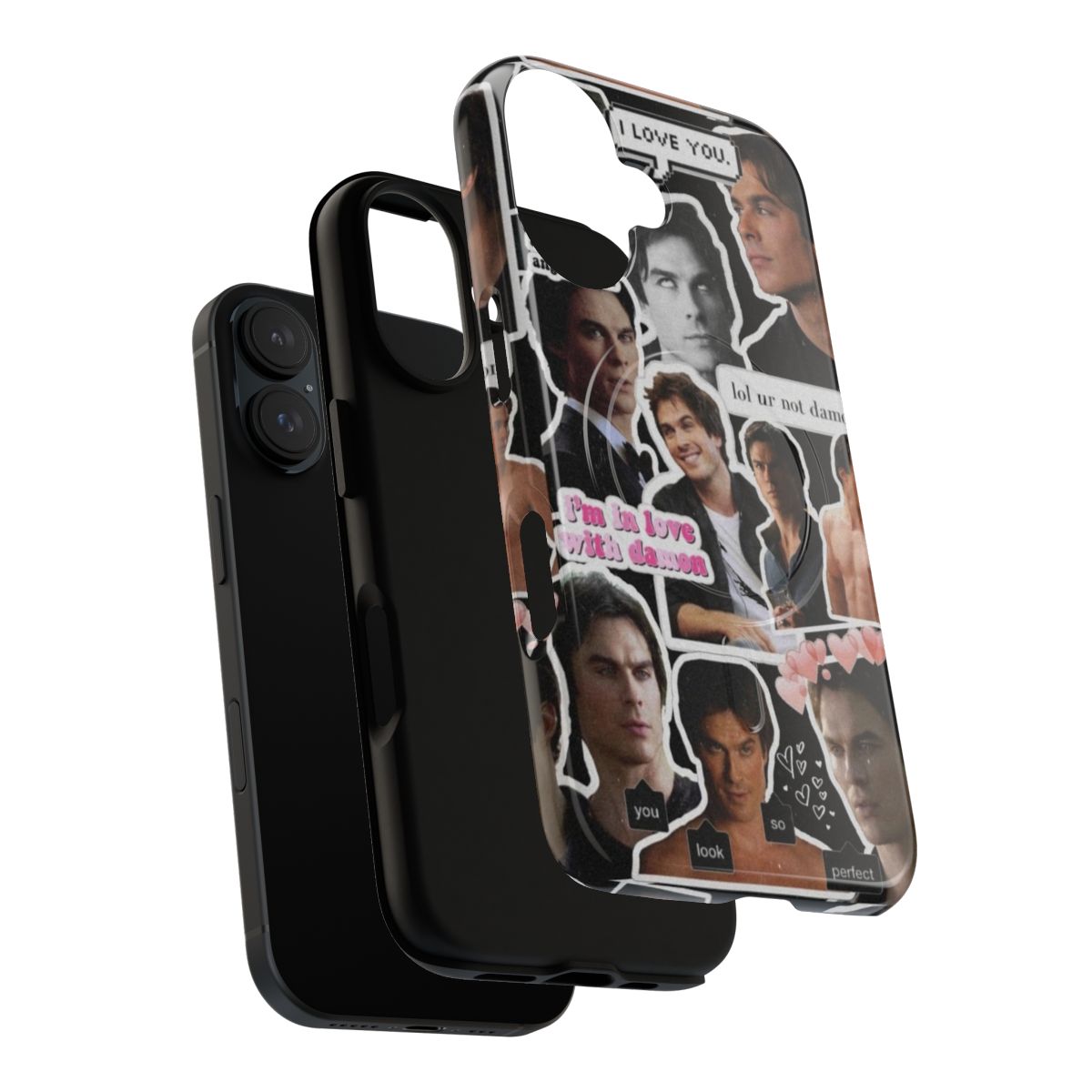 Protective phone case featuring a design inspired by Ian Somerhalder's character Damon from The Vampire Diaries. - Layers