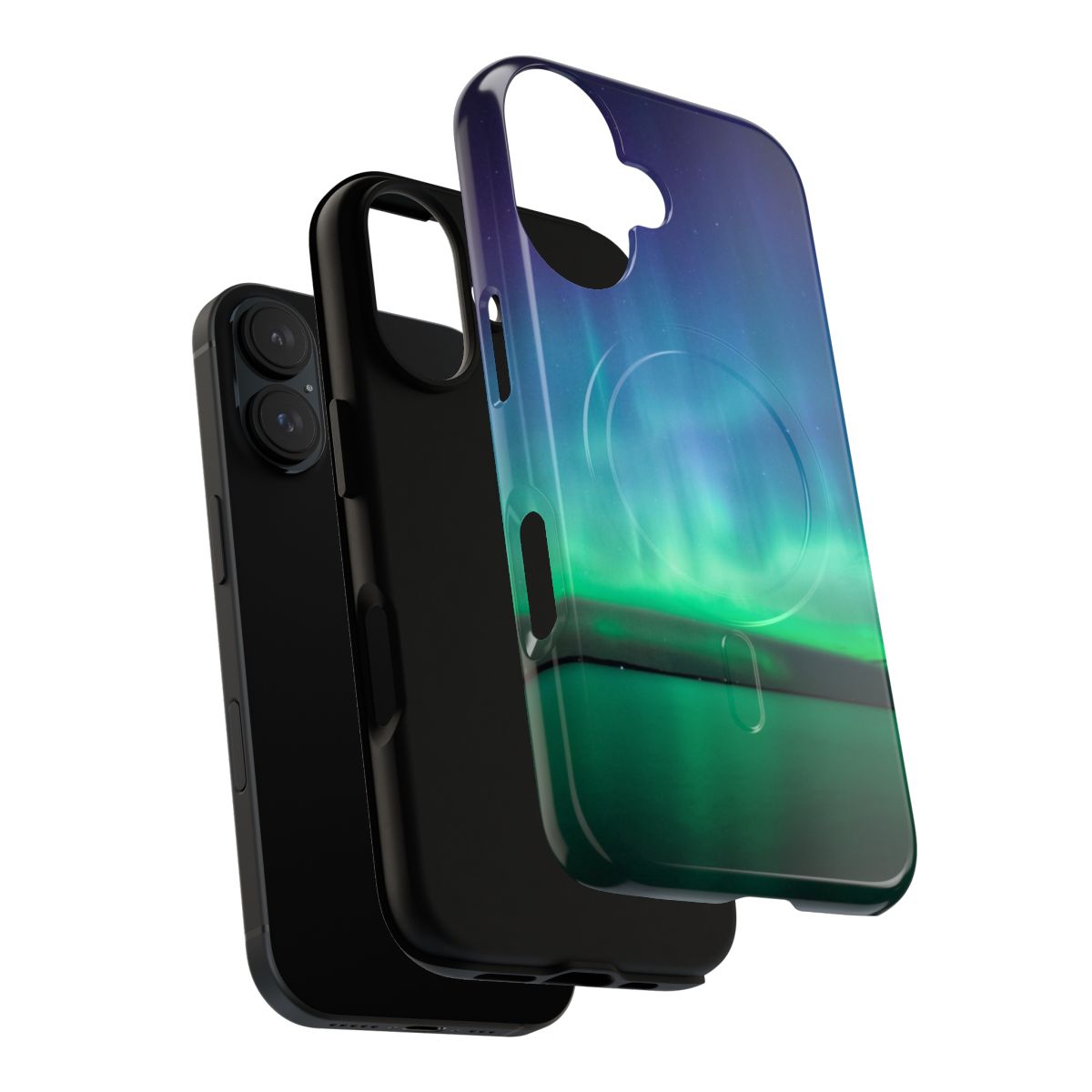 Vibrant northern lights phone case with a breathtaking aurora borealis design. - Layers