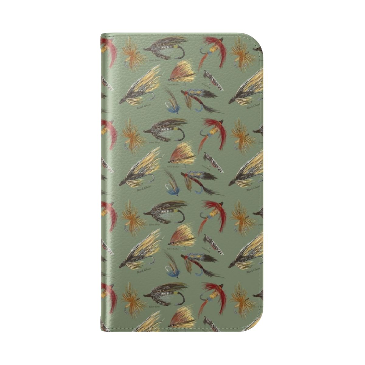 Fly Fishing Phone Case with Hand-Tied Flies - Folded Back