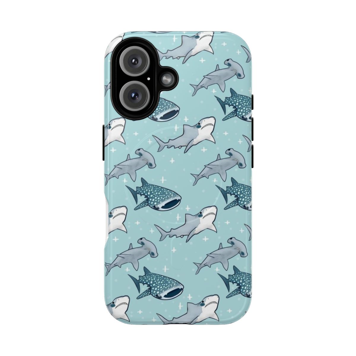 Shark pattern phone case with magnetic closure and tough protection