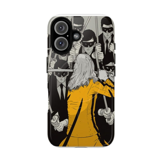 Artistic illustration of iconic movie characters on a phone case