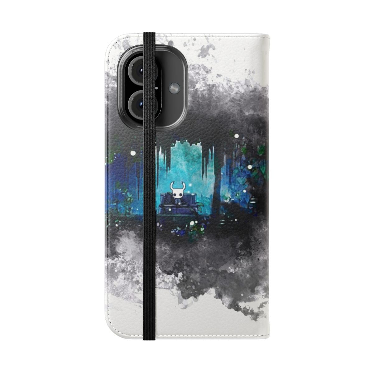 Watercolor knight illustration on a flip cover phone case - Folded Front