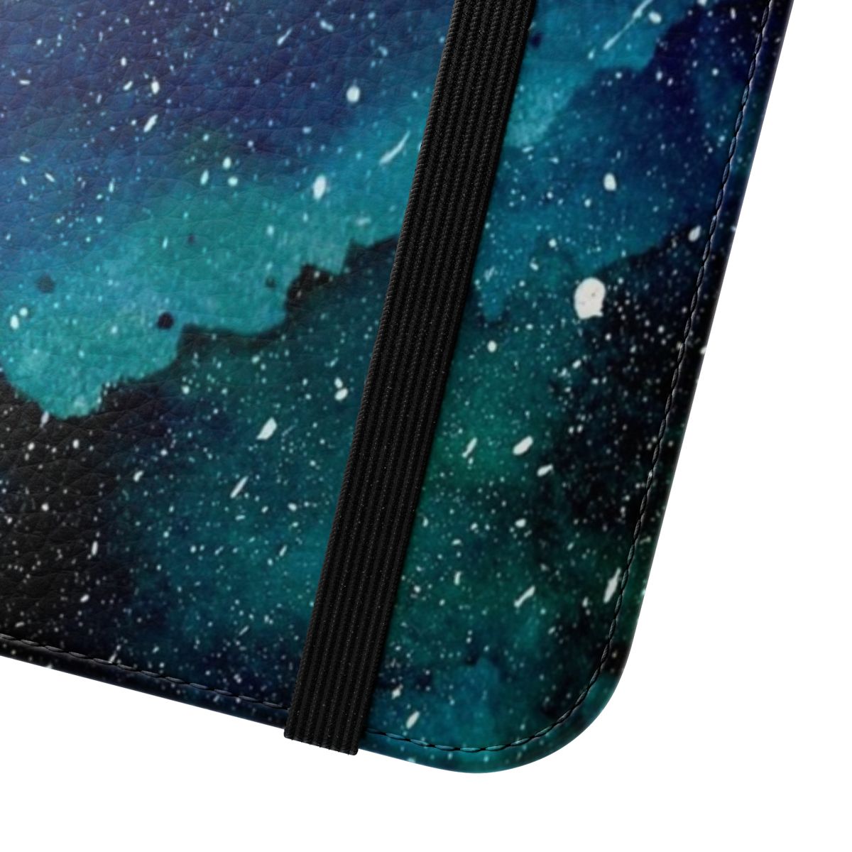 Emerald green and galaxy-inspired phone case with a starry night sky design - Close Up