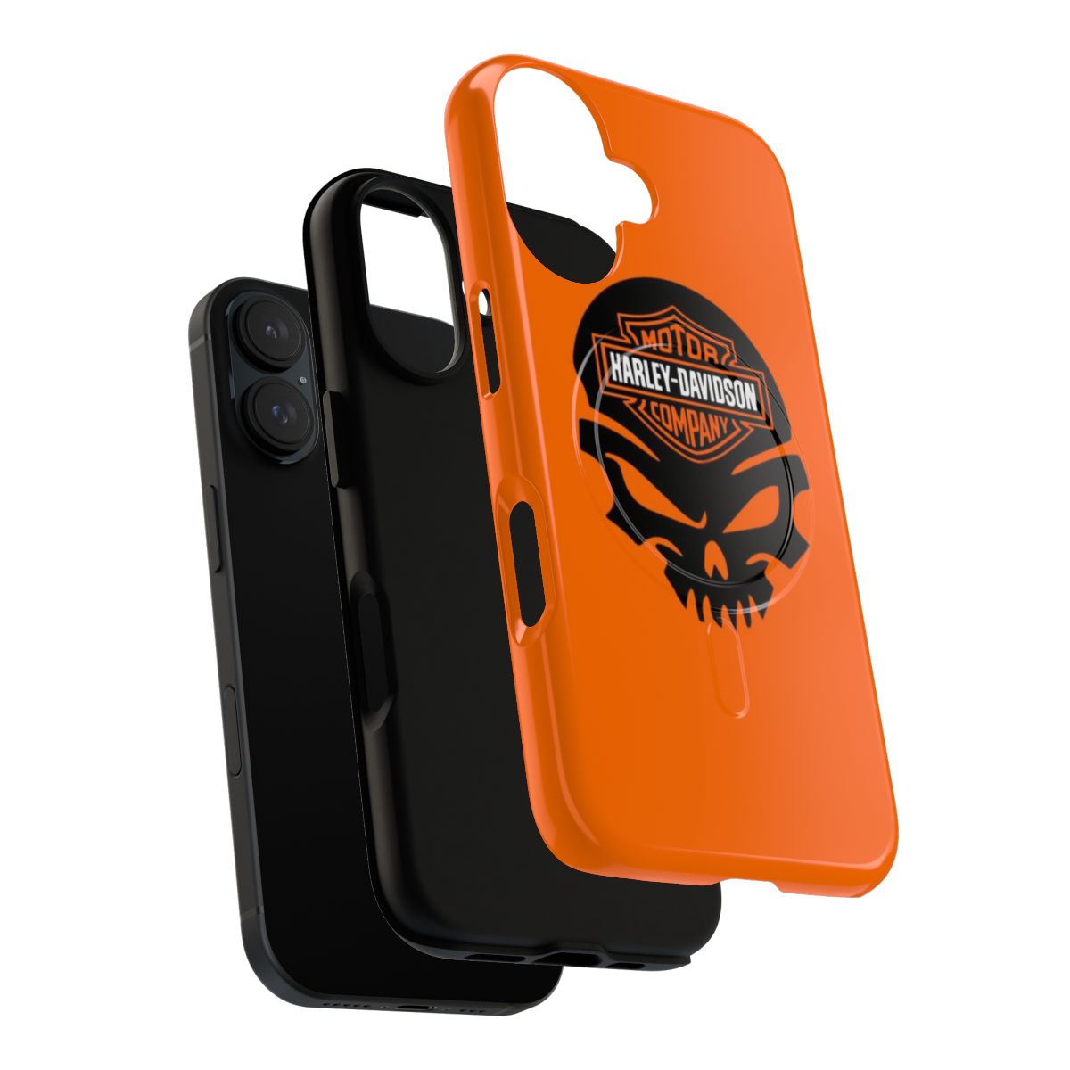 Tough magnetic phone case with a skull design for Harley Davidson enthusiasts - Layers