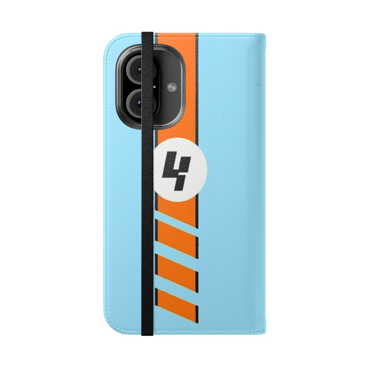 Flip cover phone case with Formula One driver Lando Norris inspired design - Folded Front