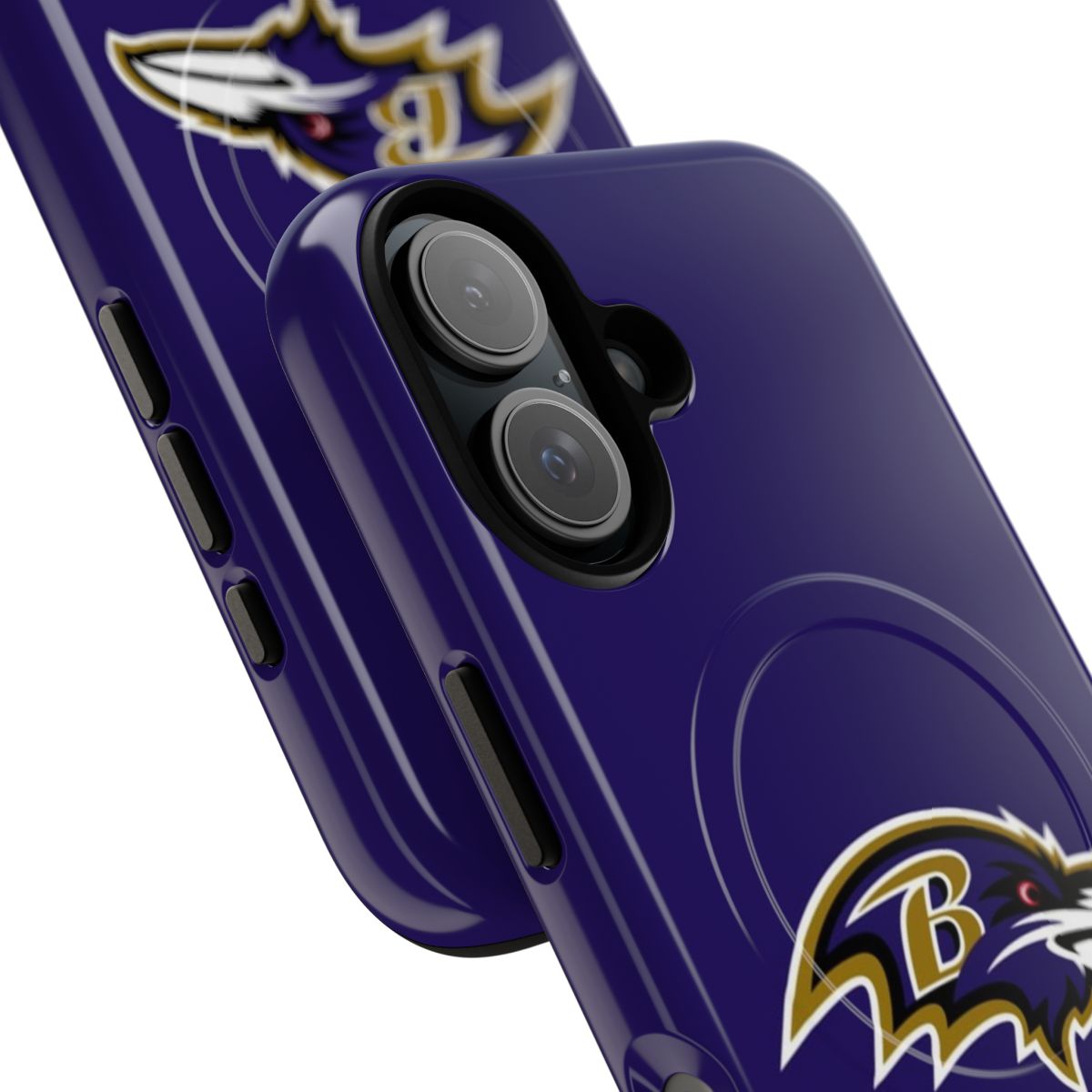 Magnetic Ravens logo phone case with a tough and protective design. - Detail