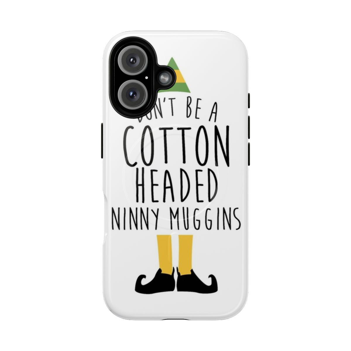 Elf-inspired cotton headed ninny muggins magnetic tough phone case with smiling and funny graphics