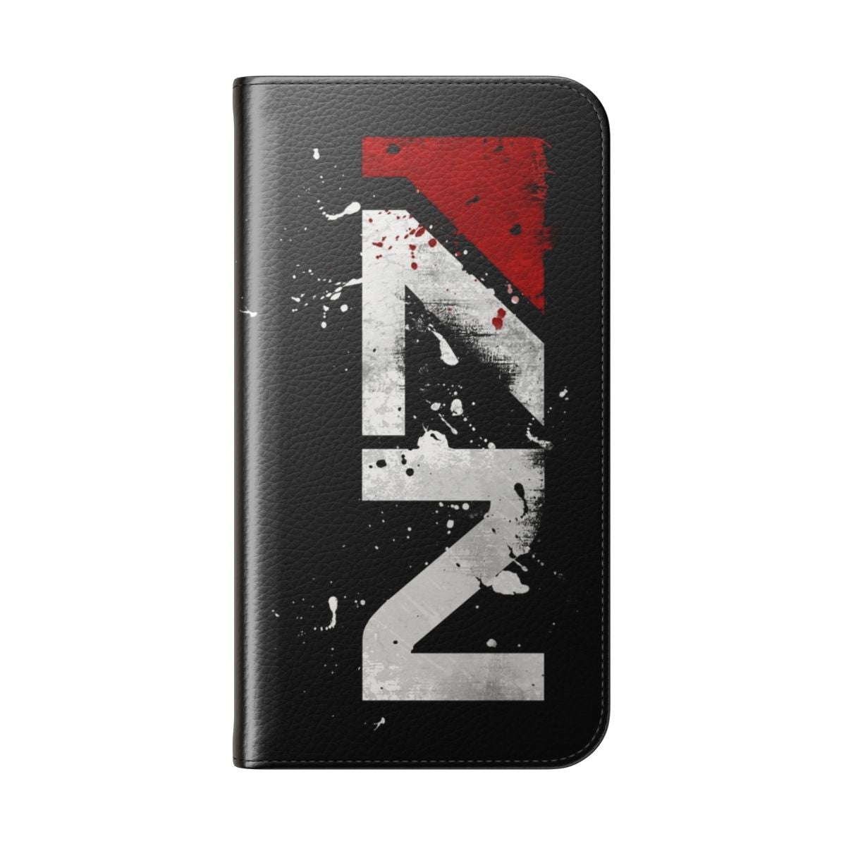 Distressed N7 flip cover phone case inspired by the Mass Effect video game series - Folded Back