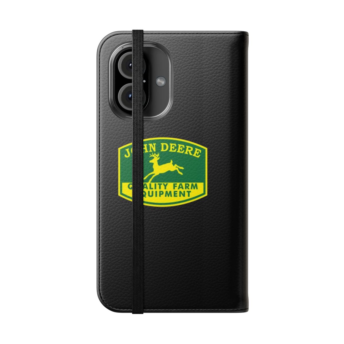 A green and yellow phone case with a john deere-style design, suitable for agricultural enthusiasts. - Folded Front