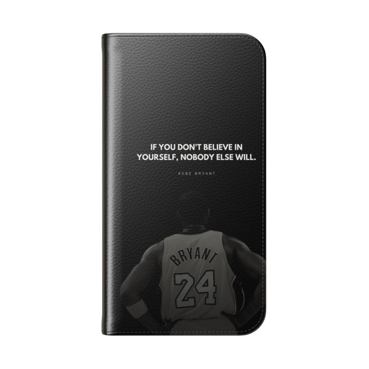 Kobe Bryant motivational quote portrait printed on a flip cover phone case - Folded Back