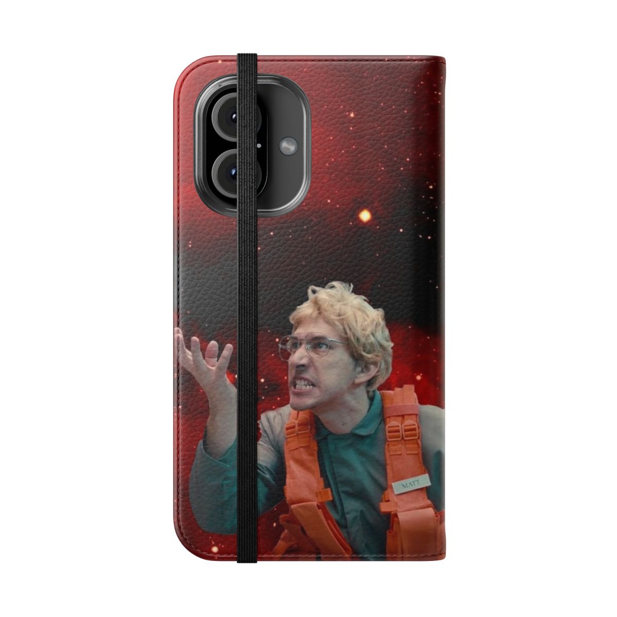 Angry space boy-inspired sci-fi phone case for Android and iPhone - Folded Front