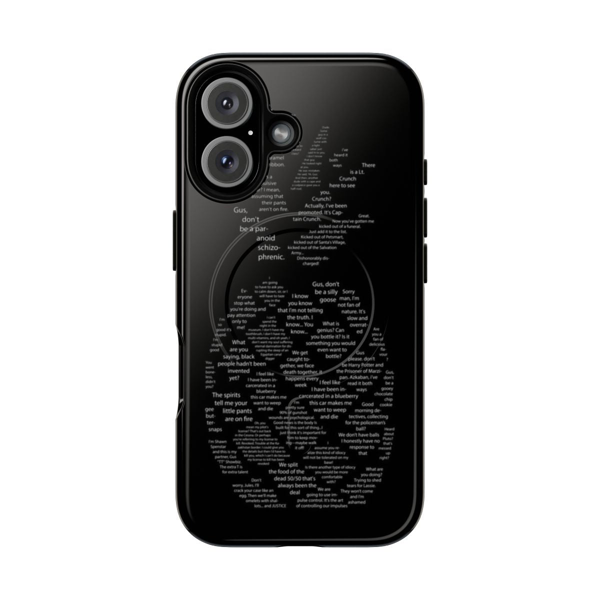 Pineapple-inspired phone case with Psych quotes and characters