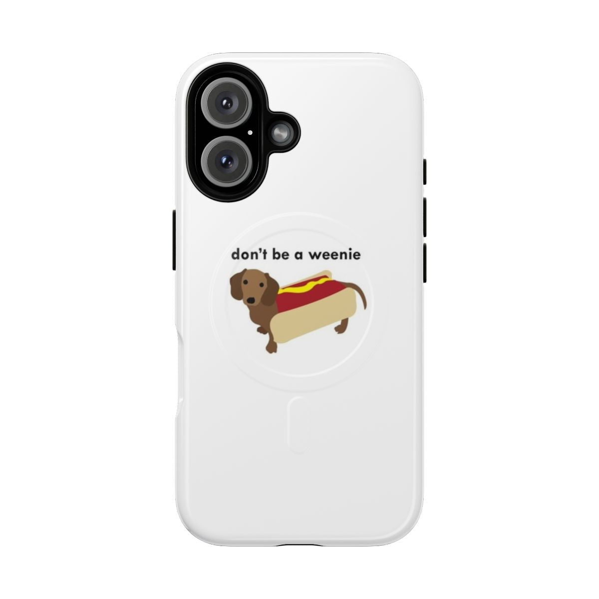 Magnetic tough phone case featuring a cute wiener dog/dachshund design.