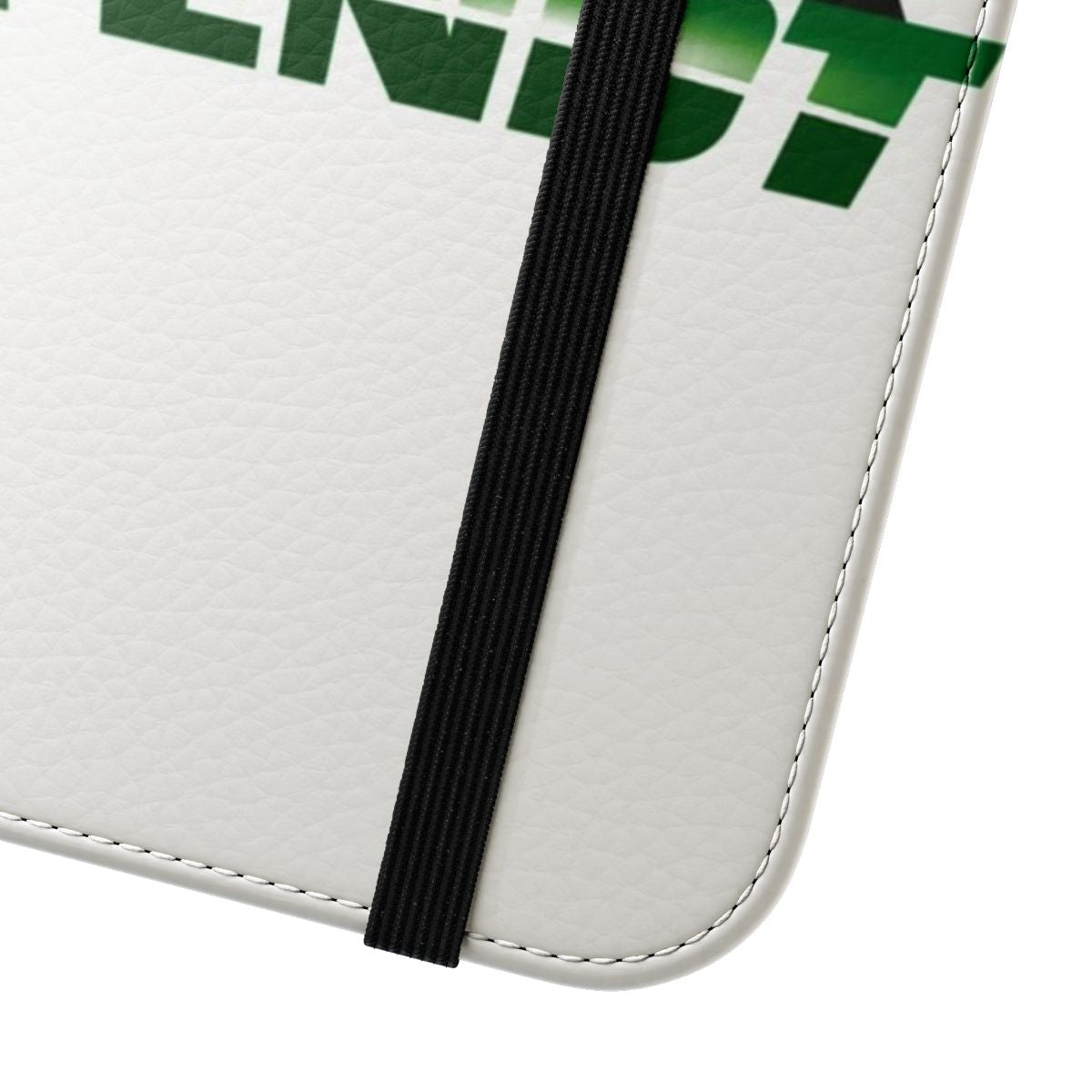 Flip cover phone case with a German tractor inspired Fendt diesel horsepower hauler design. - Close Up