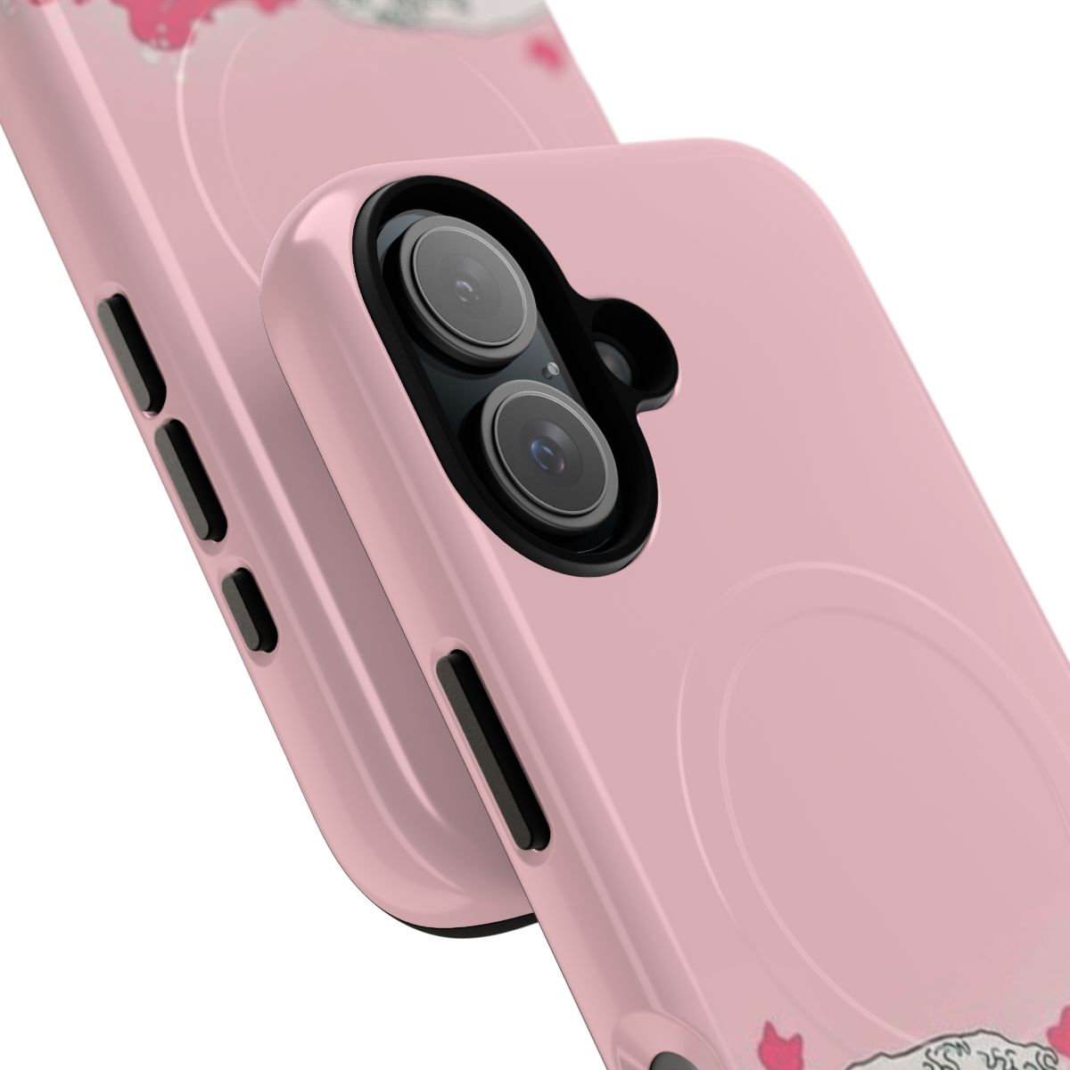 Pastel pink phone case featuring a geometric waves pattern in a trendy, aesthetic style. - Detail