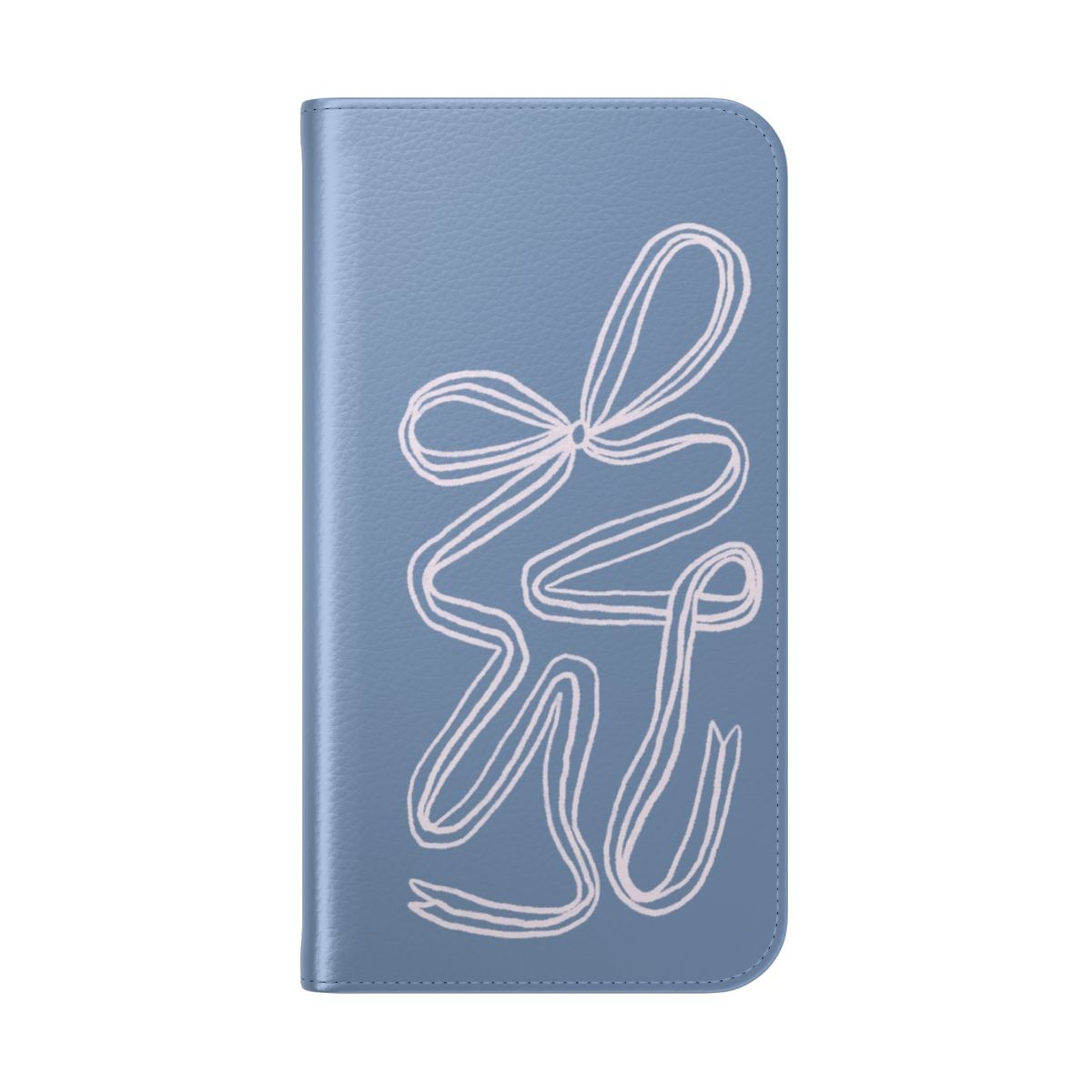 Coquette bow flip cover phone case in pink and blue colors - Folded Back