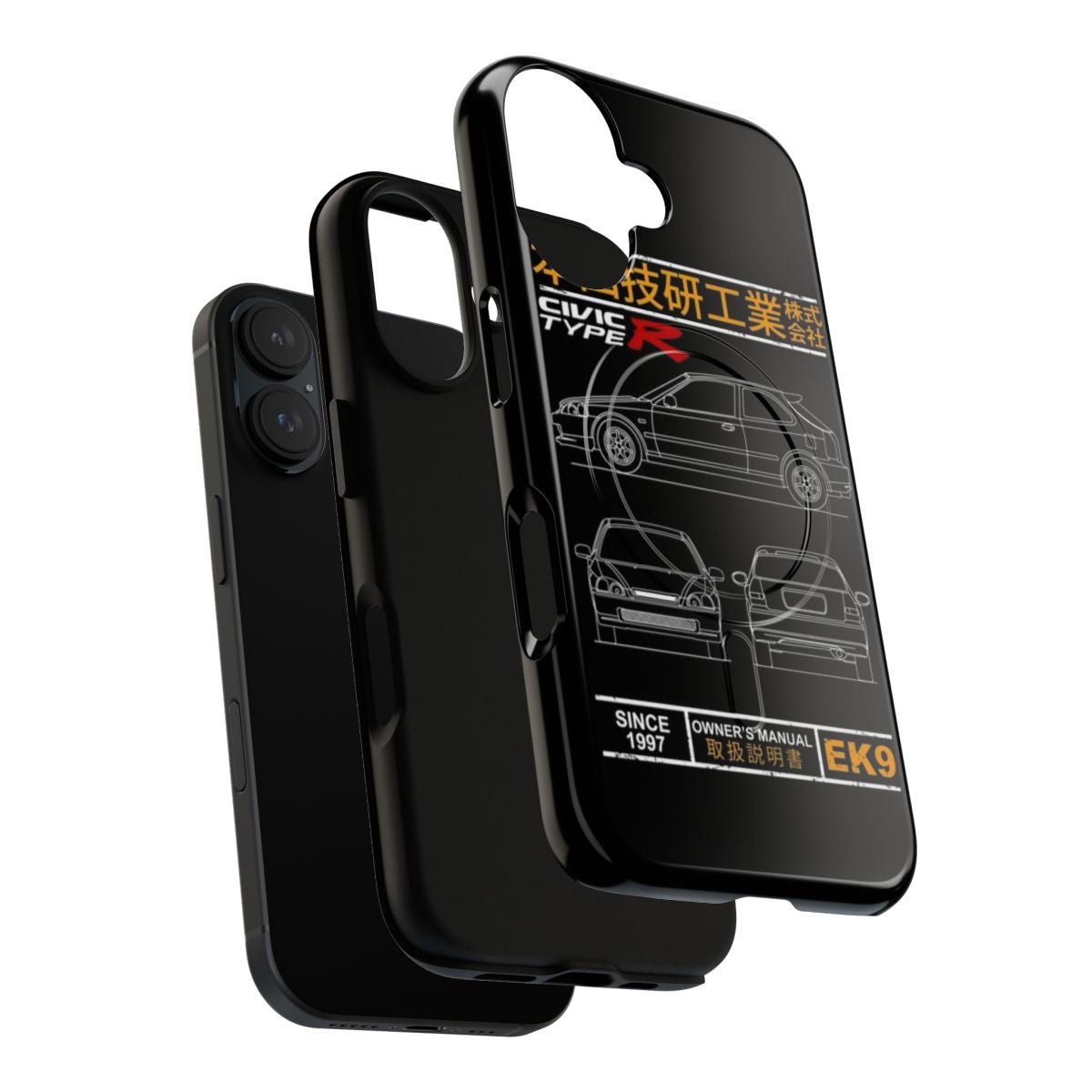 Civic Type R inspired magnetic tough phone case with blueprint design - Layers