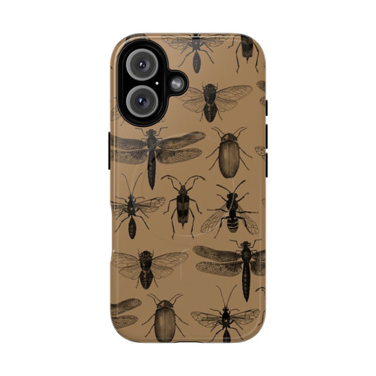 Closeup of an insect-patterned magnetic tough phone case