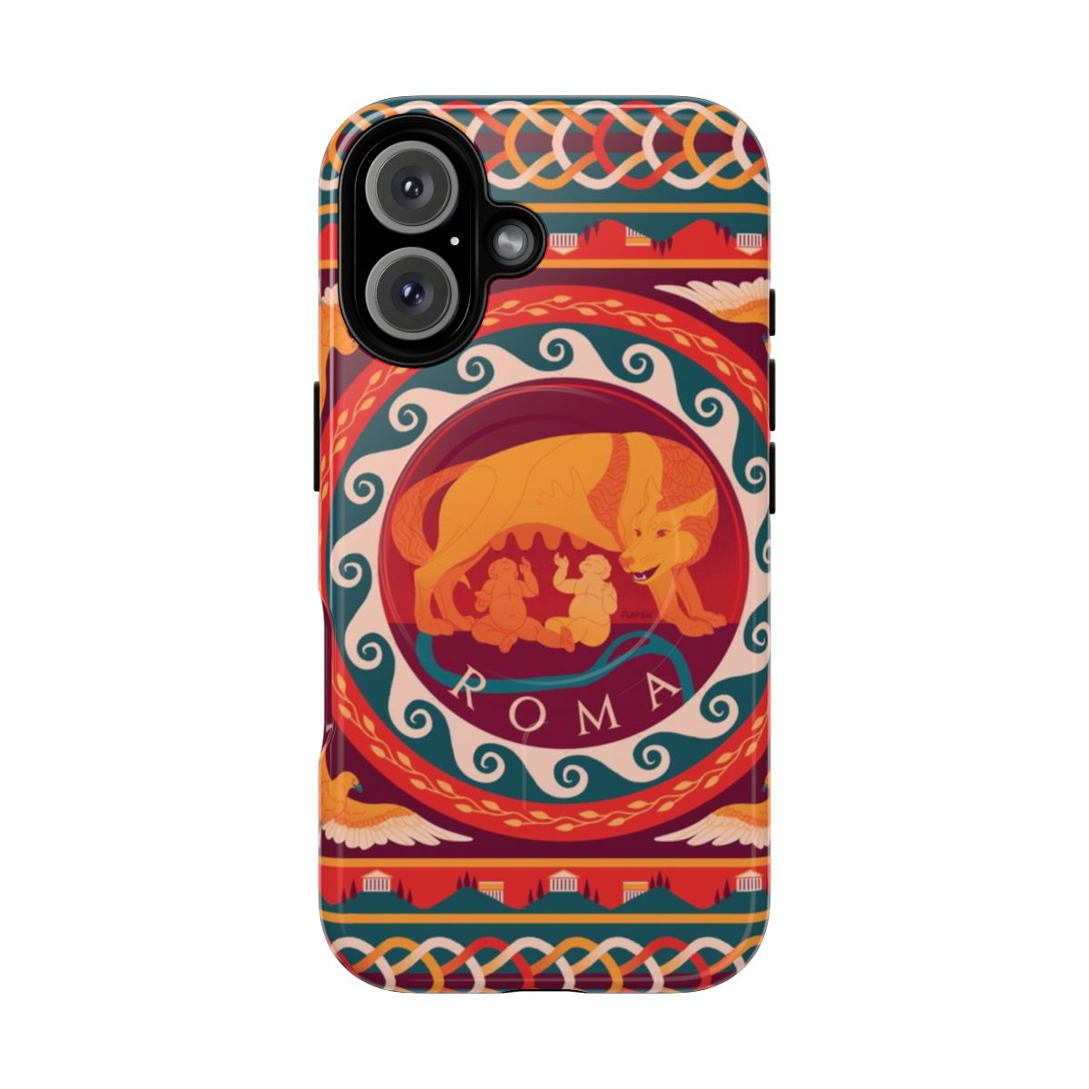 Roma mosaic magnetic tough phone case featuring ancient Roman design