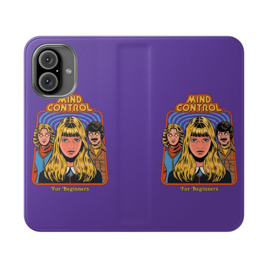 Retro vintage horror flip cover phone case with occult and supernatural design