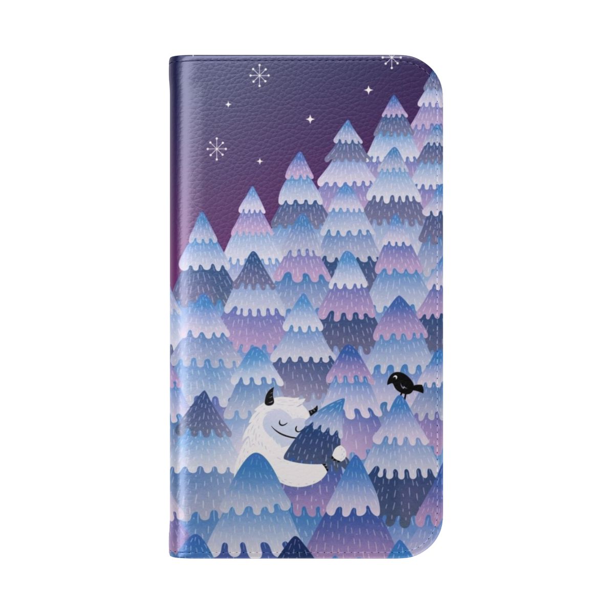 Enchanting phone case featuring a nocturnal forest creature in a cozy nighttime setting - Folded Back