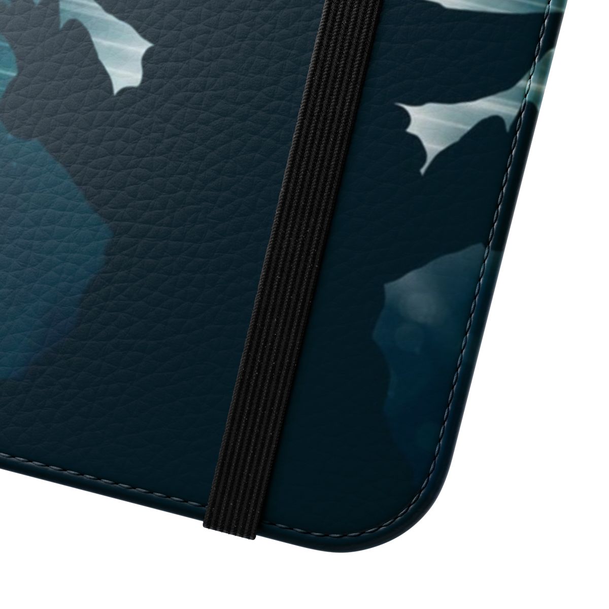 A flip cover phone case featuring a silhouetted child watching a starry, galactic sky - Close Up