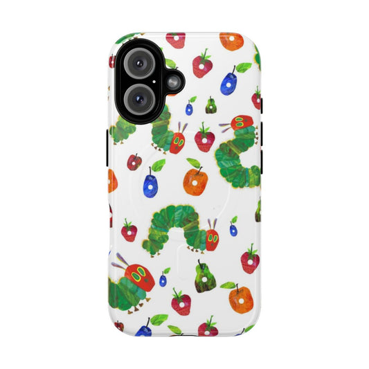 Watercolor illustration of the Hungry Caterpillar from the classic children's book, featured on a protective magnetic phone case.