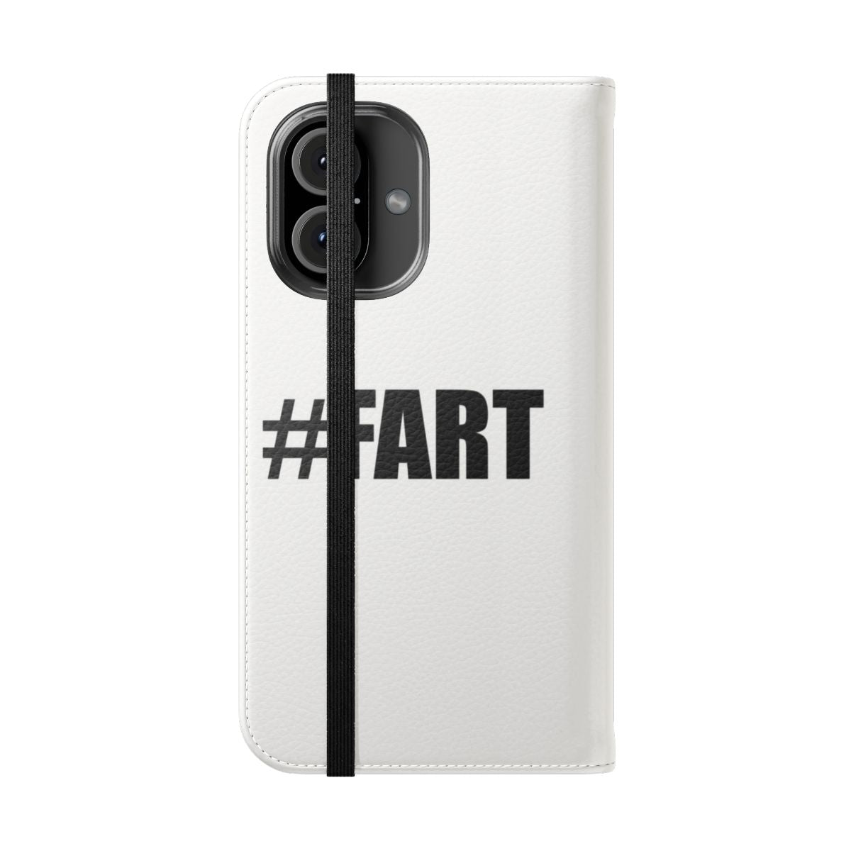 Funny fart flip cover phone case with bathroom and toilet humor design - Folded Front