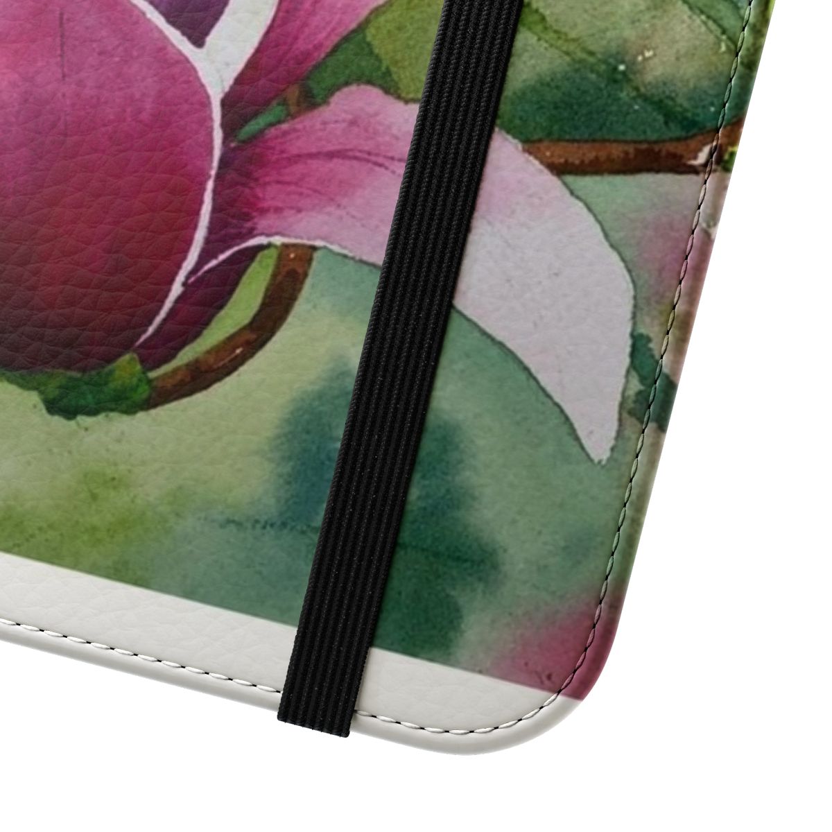 Magnolia Flower Phone Case with Watercolor Floral Design - Close Up