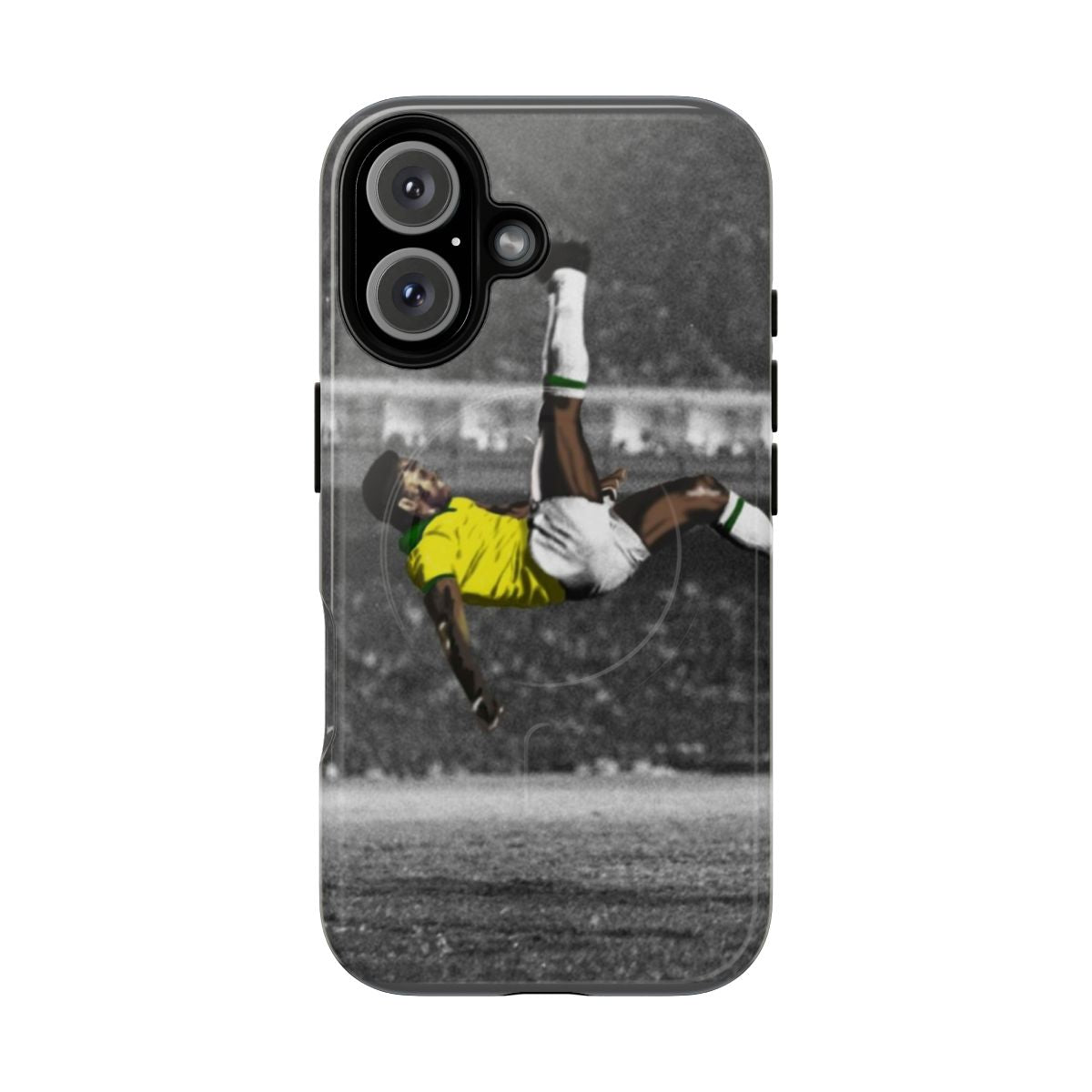 Custom phone case featuring an artistic depiction of Brazilian soccer legend Pele