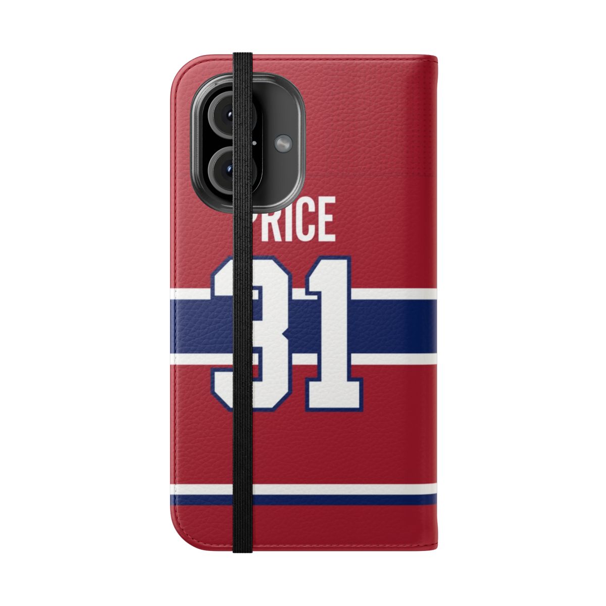 Montreal Canadiens inspired flip cover phone case with hockey design - Folded Front