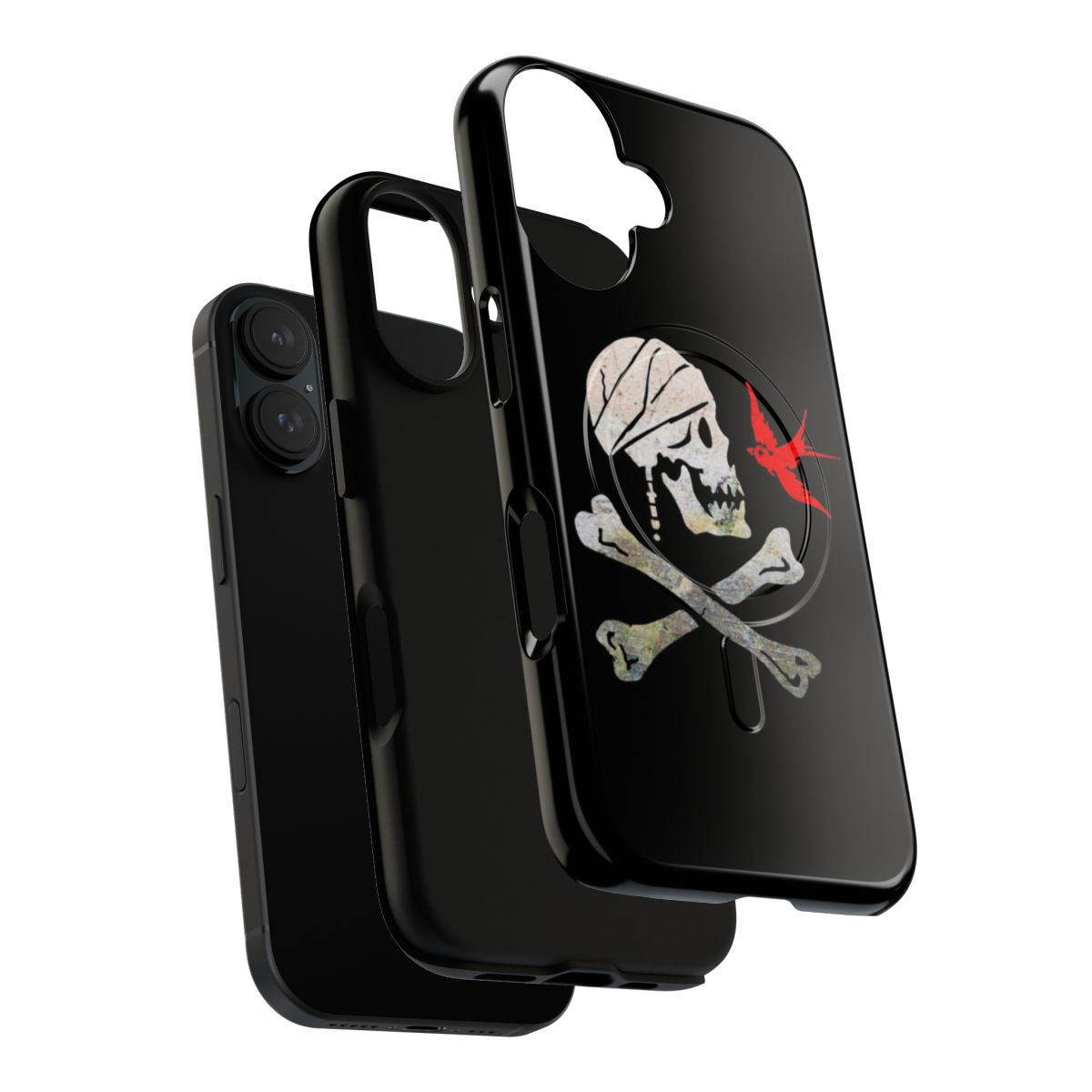 Pirate-themed phone case with Jolly Roger skull and flag design - Layers