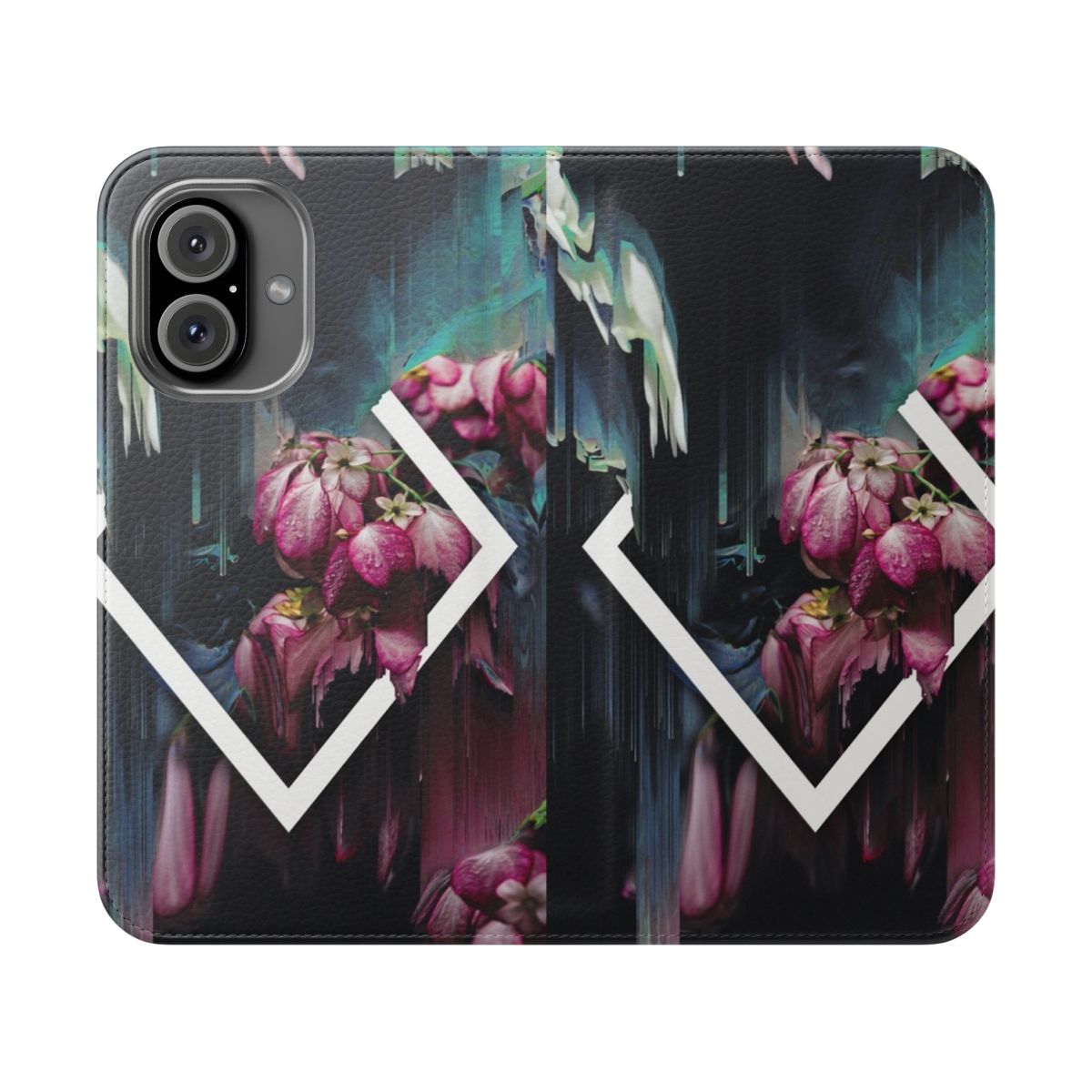 A modern, textured digital phone case featuring an abstract floral design in shades of pink and purple.