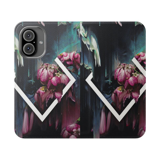 A modern, textured digital phone case featuring an abstract floral design in shades of pink and purple.