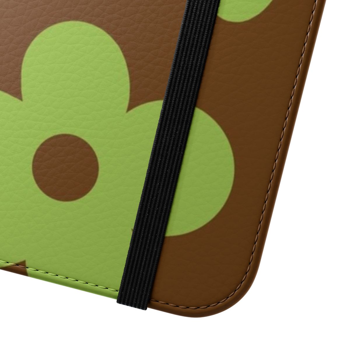 Floral design phone case in brown and green inspired by the Golf Le Fleur brand - Close Up