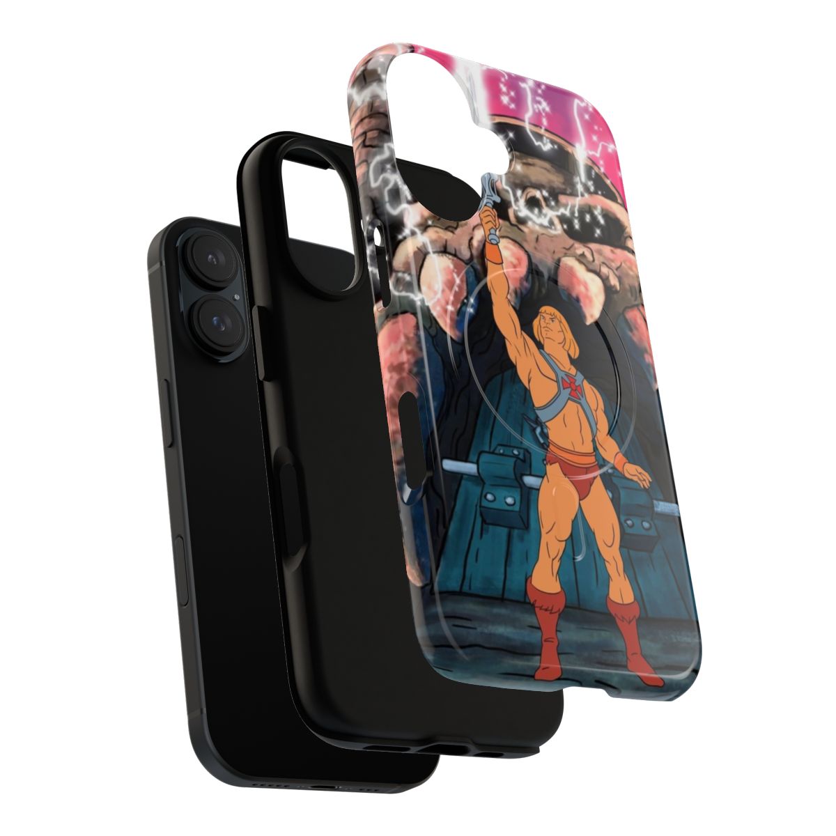 Magnetic tough phone case featuring a tribute design to the iconic 80s cartoon He-Man and the Masters of the Universe. - Layers