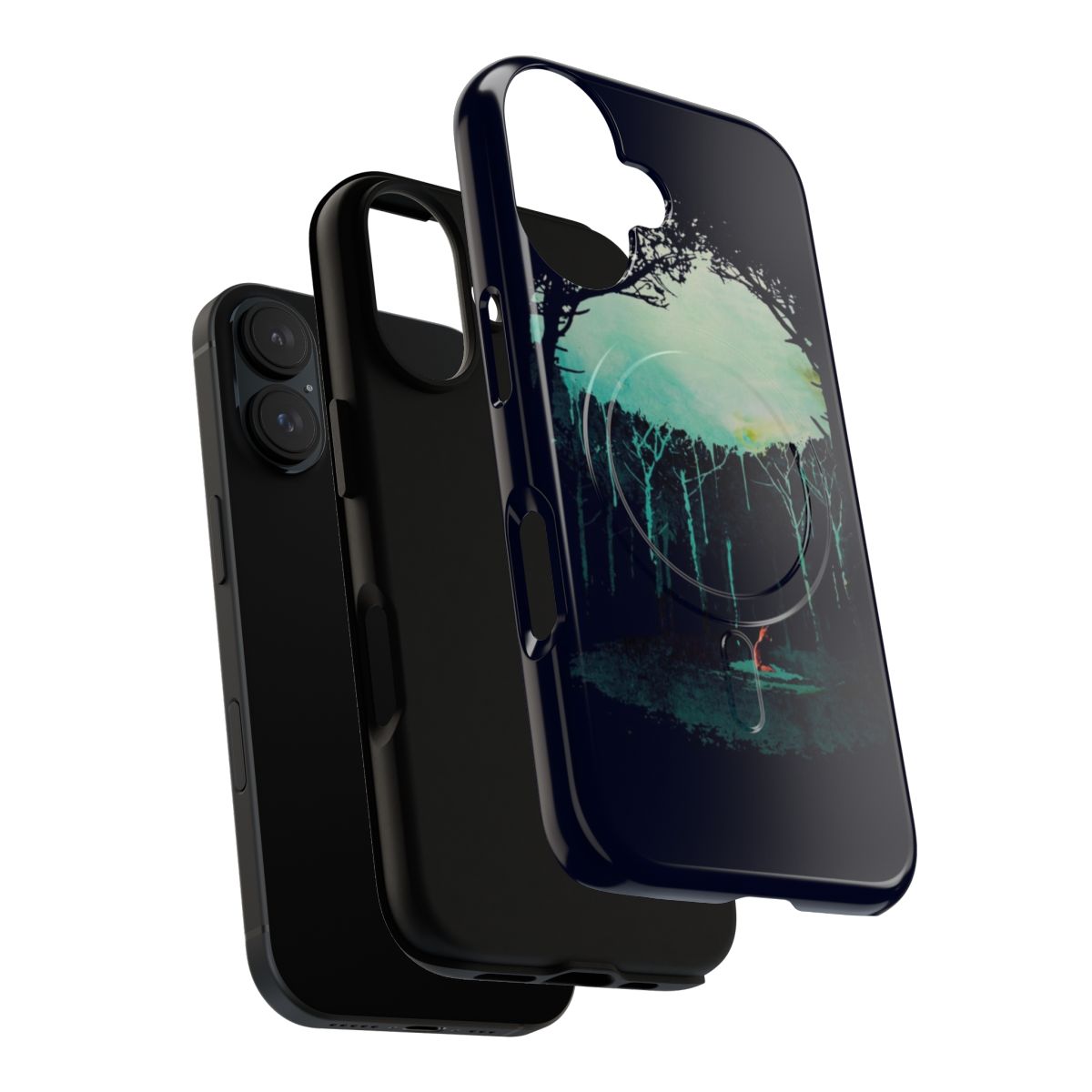 Artistic phone case with deep forest and wildlife designs - Layers