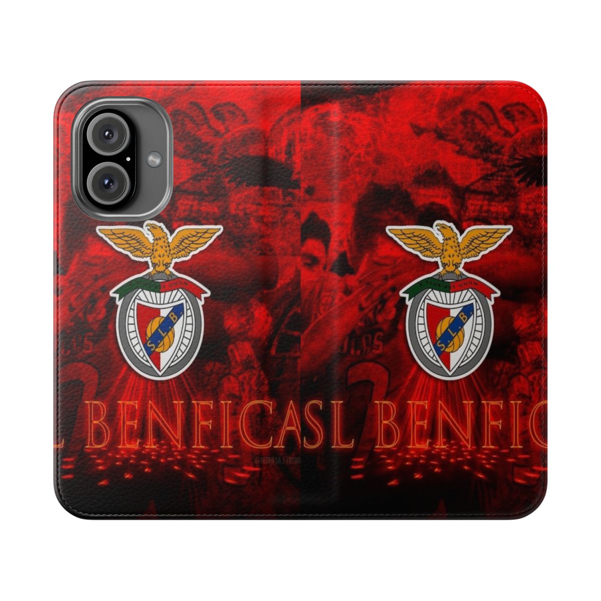 Colorful flip cover phone case featuring the Benfica logo and colors