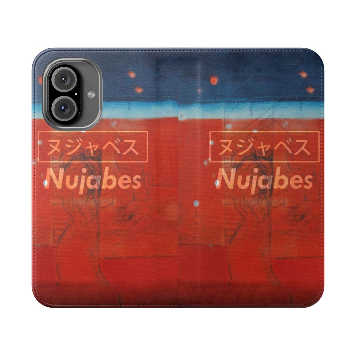 A stylish flip cover phone case featuring Japanese-inspired artwork and elements from the Nujabes album "Modal Soul".