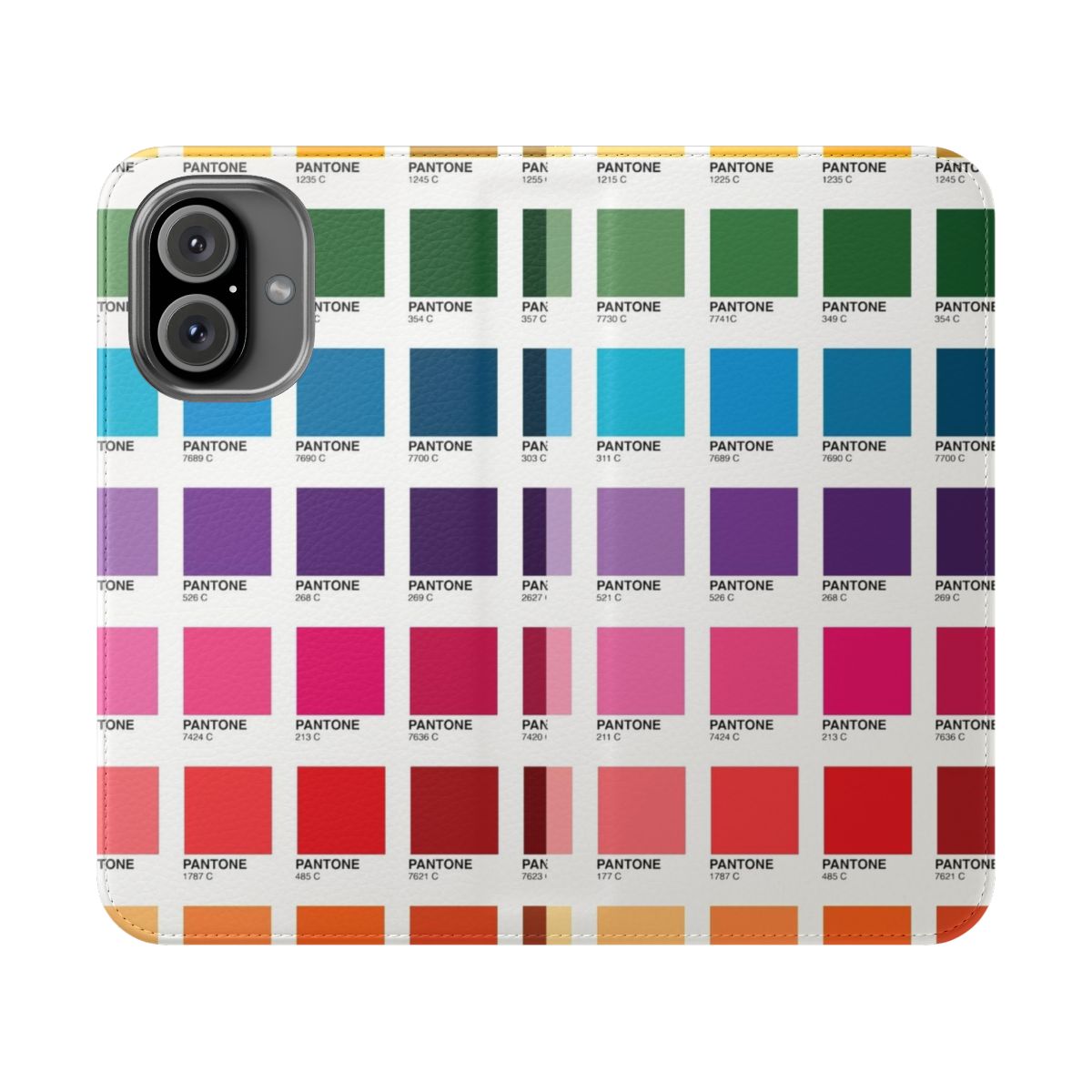 Vibrant and colorful flip phone case cover with Pantone-inspired color shades