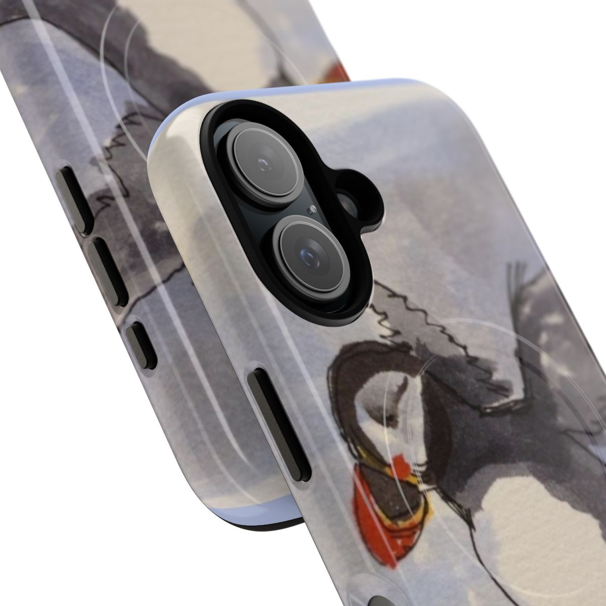 Puffin-themed magnetic phone case with a tough, durable design - Detail